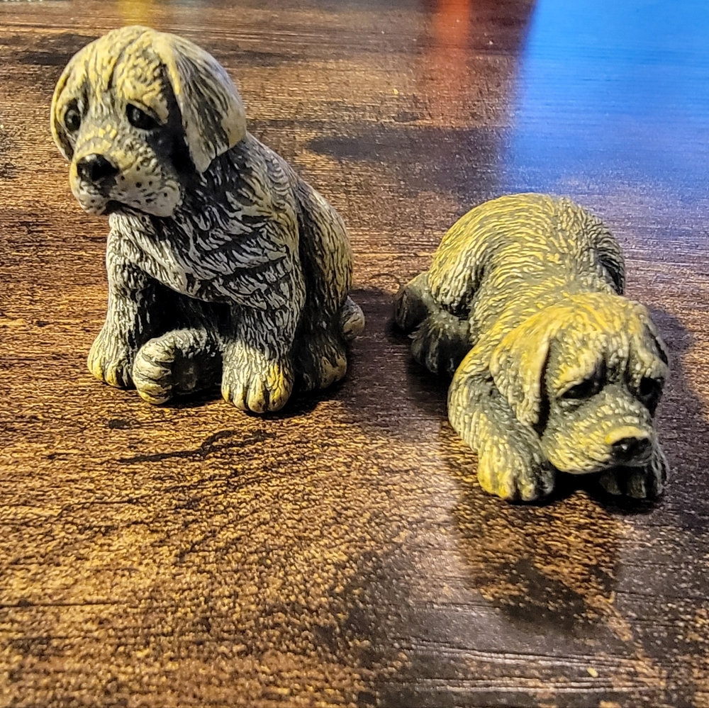 (2) Vintage Saint Bernard Dog Resin Figurines